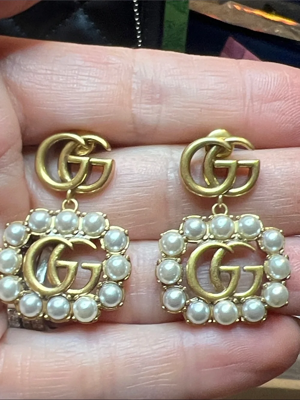 Gold-Tone Pearl Drop G Logo Earrings
